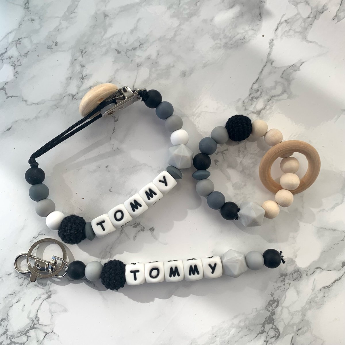 Goedkoopste Giftset baby - zwart - gepersonaliseerd - verschillende kleuren