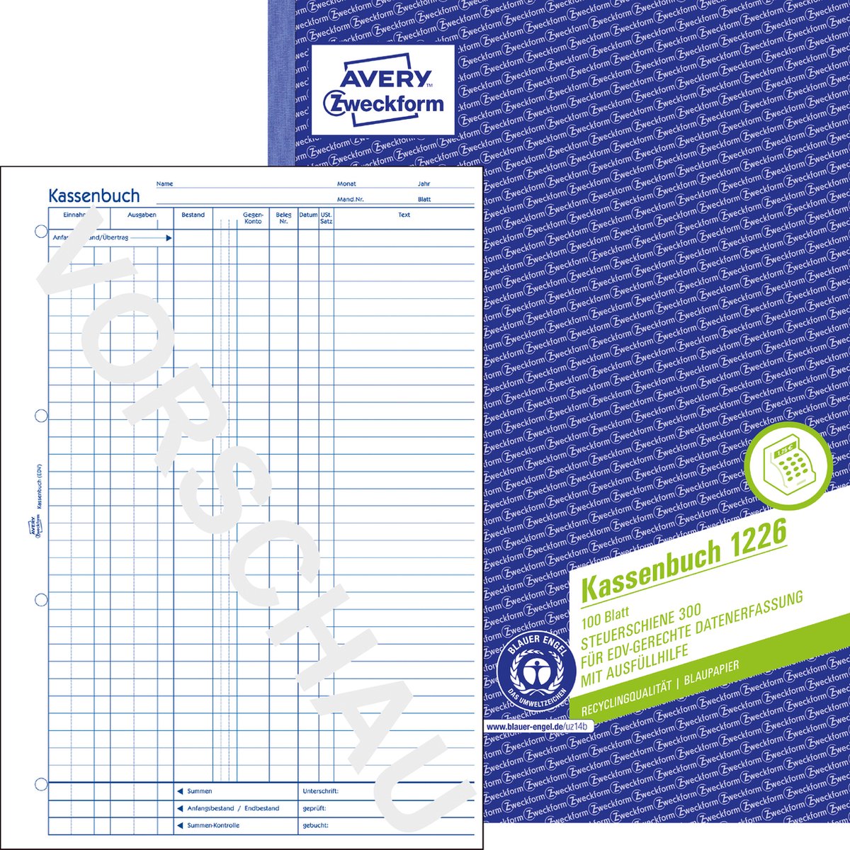 Livre de caisse 165x210mm 96 pages 2 colonnes bleu sur