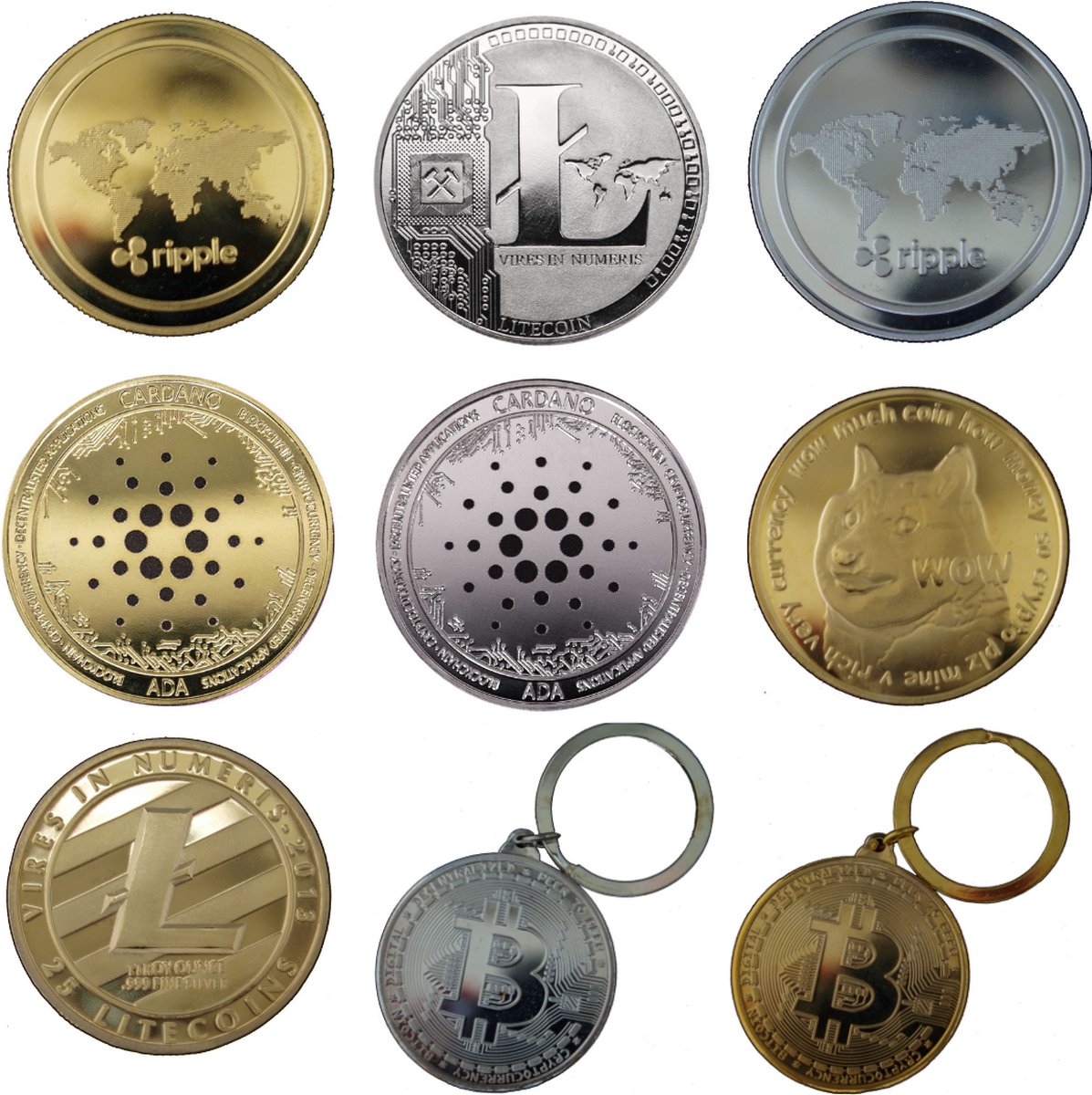 cryptotokenz.nl Fysieke cryptomunten - 9 stuks - Bitcoin, Doge, Cardano,  Litecoin | bol