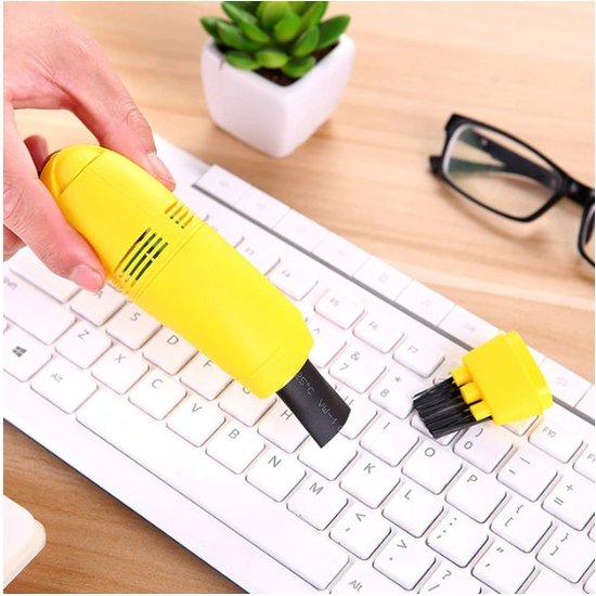 Mini Stofzuiger voor Toetsenbord - Schoonmaakproduct voor toetsenborden - Schoonmaakset - USB bedraad - Laptop - Computer - Pc - Vuil tussen keyboard - Geel
