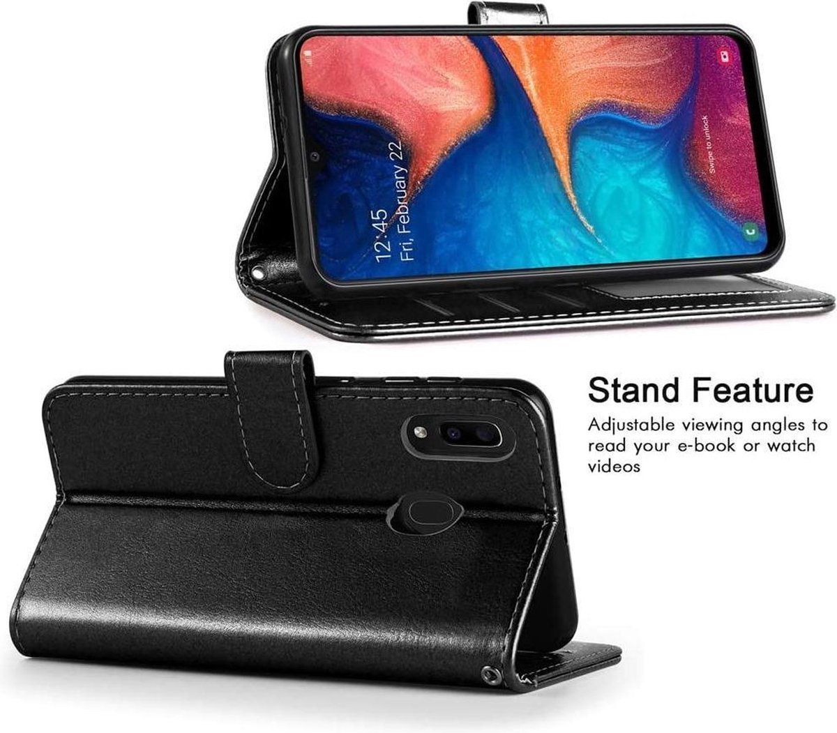 Samsung Galaxy s9 plus zwart hoesje + Book case + Glas screen protector