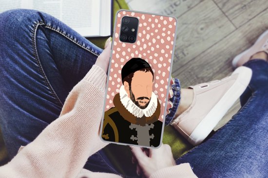 Telefoonhoesje Geschikt voor Samsung Galaxy A71 hoesje - Pastel - Willem van Oranje - Stippen - Oude meesters - Siliconen Telefoonhoesje Telefoonhoesje