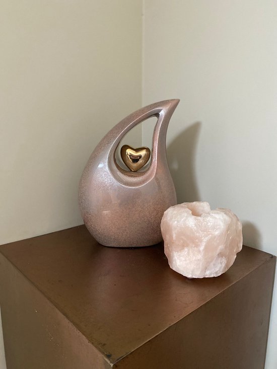 Crematie-as Urn Premium Design Glas met afbeelding van een roos -Urn