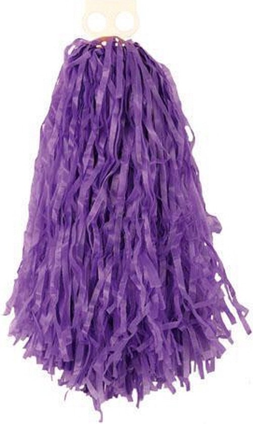 6x Pièces cheerball / pompon violet avec poignée anneau 28 cm - Accessoires  de costume