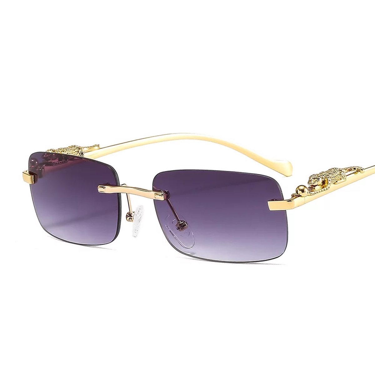 ZeyMem | Unisex Zonnebril | Frameless Deluxe zonne bril tijger |Inc. Brilzak & Doek & schroef | Paars