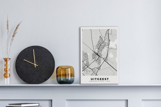 Peinture sur toile Uitgeest - Carte - Plan de la ville - Plan d'étage - 20x30 cm - Décoration murale