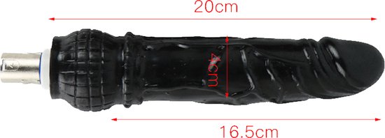 Eroticon Dildo - Zwart - Voor Vagina & Anus - 20 CM inbreng - Opzetstuk voor Sexmachine - Accessoire - 3XLR opzetstuk