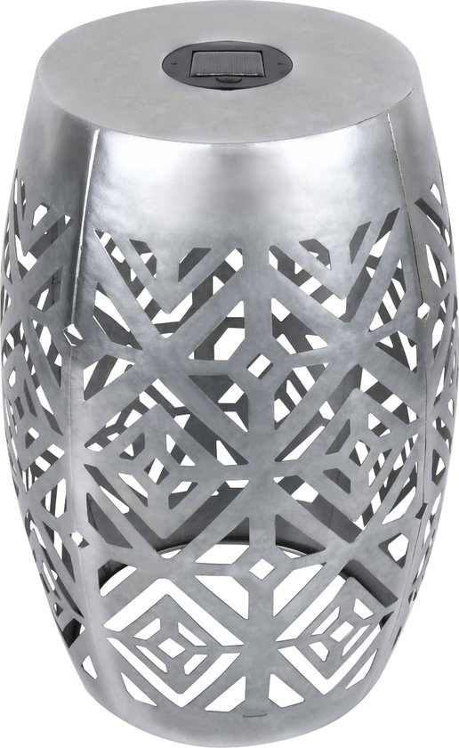 Teamson Home - Décoration de Décoration de jardin - Grande lanterne et table LED rondes 2-en-1 - Métal - Argent