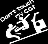 Don't touch my car kick auto stickers - Laptop sticker - Auto accessories - Sticker volwassenen - 12 x 13 cm - Wit - 222