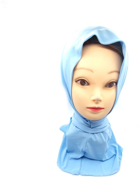 Lichtblauwe hoofddoek, instant hijab, hijab, hoofddeksel.