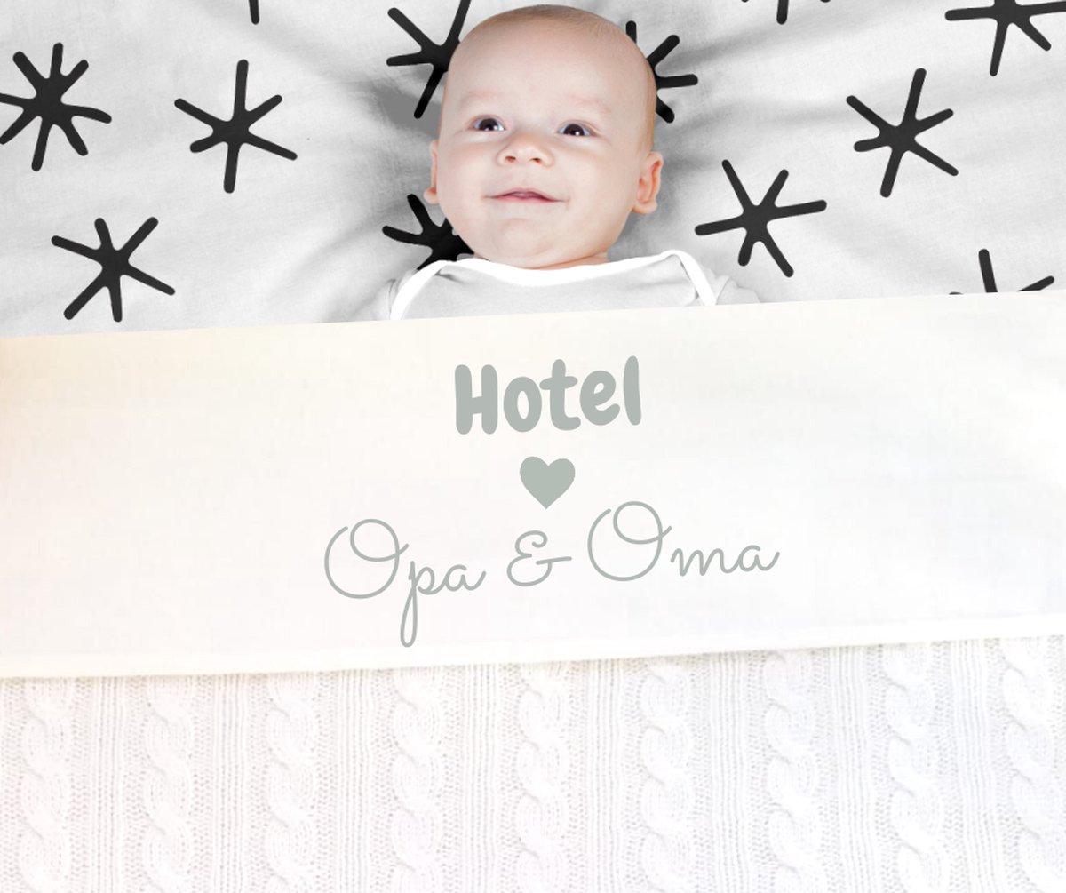 Ledikantlaken Baby | Hotel Opa & Oma grijs | Laken Meyco wit | katoen | wit | 100 x 150 cm | Cadeau voor opa en oma