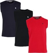 3-Pack Donnay T-shirt zonder mouw (589100) - Sportshirt - Heren - Navy/Black/Berry Red - maat XXL