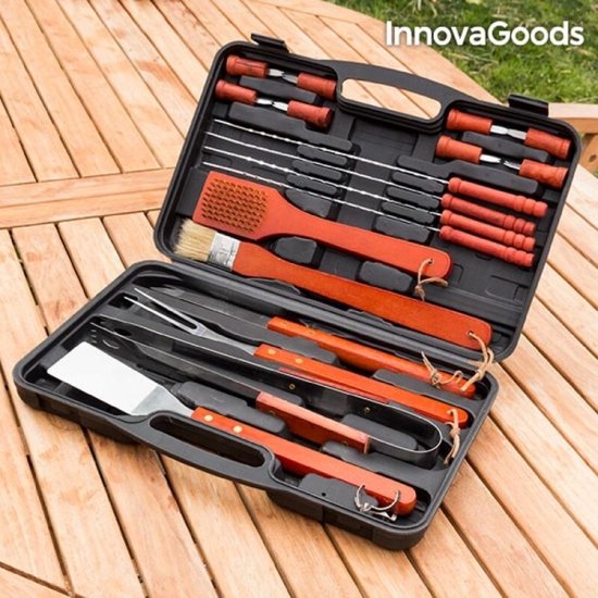Mallette pour barbecues 18 pièces - Ensemble barbecue - Ensemble d'outils pour barbecue - Ensemble d'outils pour barbecue - Mallette pour barbecue - Outils pour barbecue - Coffret pour ensemble barbecue - Coffret pour ensemble d'outils pour barbecue
