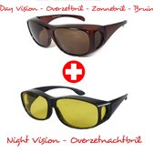 Night Vision - overzetbril - bruin - met hoes | bol.com