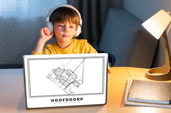 Autocollant pour ordinateur portable - 10,1 pouces - Carte - Carte - Plan de la ville - Hoofddorp - Nederland Zwart - Wit - 25x18cm - Autocollants pour ordinateur portable - Skin pour ordinateur portable - Couverture