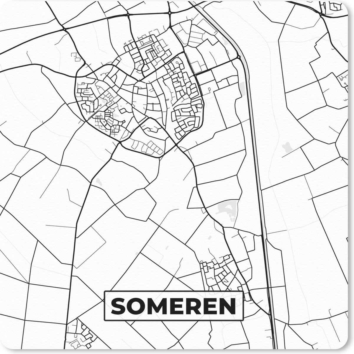 Muismat 20x20 cm - Mousepad Kaart - Stadskaart - Someren - Plattegrond - Muismatten - Stadskaart