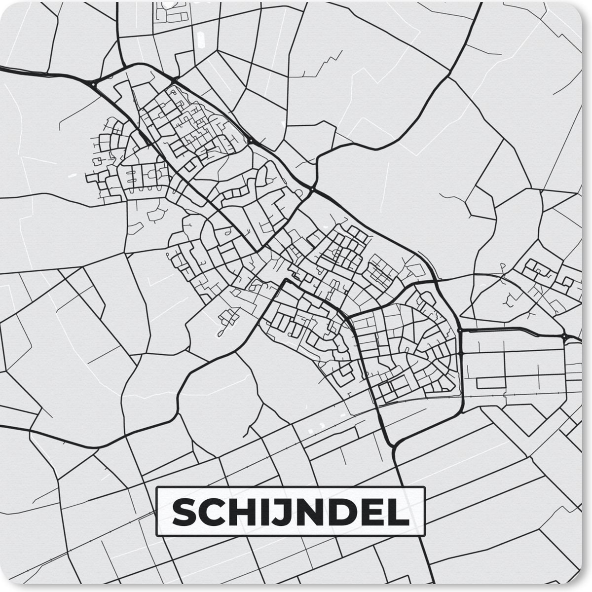 Muismat 30x30 cm - Mousepad Schijndel - Plattegrond - Kaart - Stadskaart - Muismatten - Stadskaart