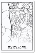 Muismat - Mousepad - Hoogland - Zwart Wit - Stadskaart - Plattegrond - Kaart - Nederland - 18x27 cm - Muismatten