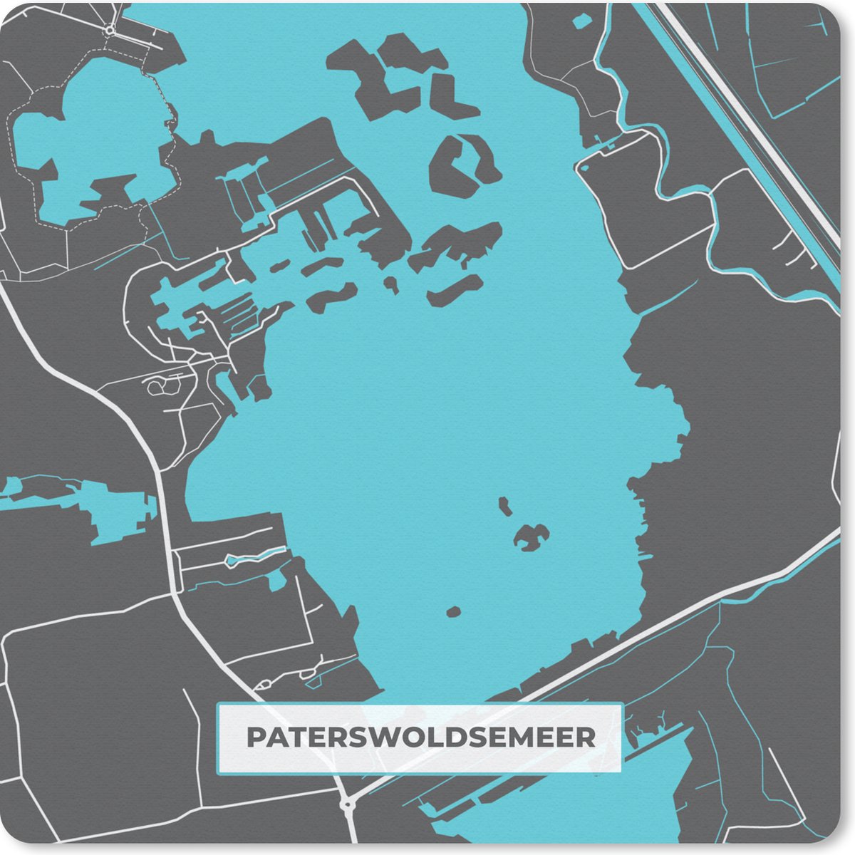 Muismat 30x30 cm - Mousepad Paterswoldsemeer - Stadskaart - Nederland - Kaart - Plattegrond - Muismatten - Stadskaart