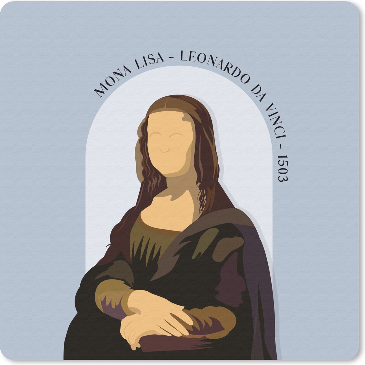 Muismat 30x30 cm - Mousepad Mona Lisa - Blauw - Vintage - Oude meesters - Muismatten