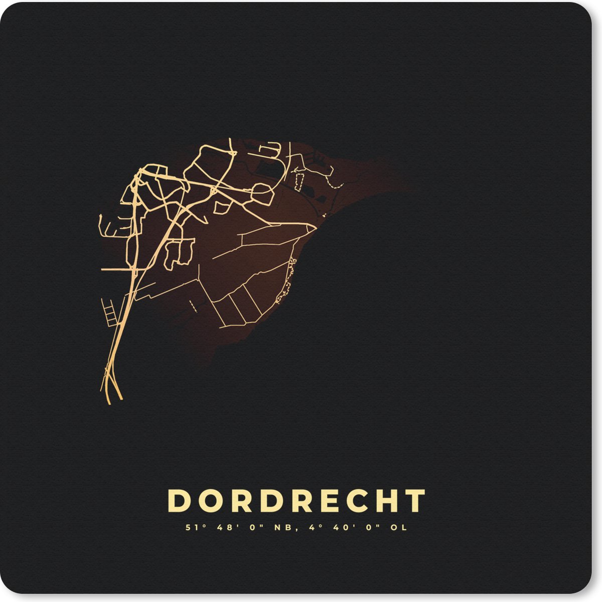 Muismat 30x30 cm - Mousepad Plattegrond - Dordrecht - Stadskaart - Nederland - Kaart - Muismatten - Stadskaart