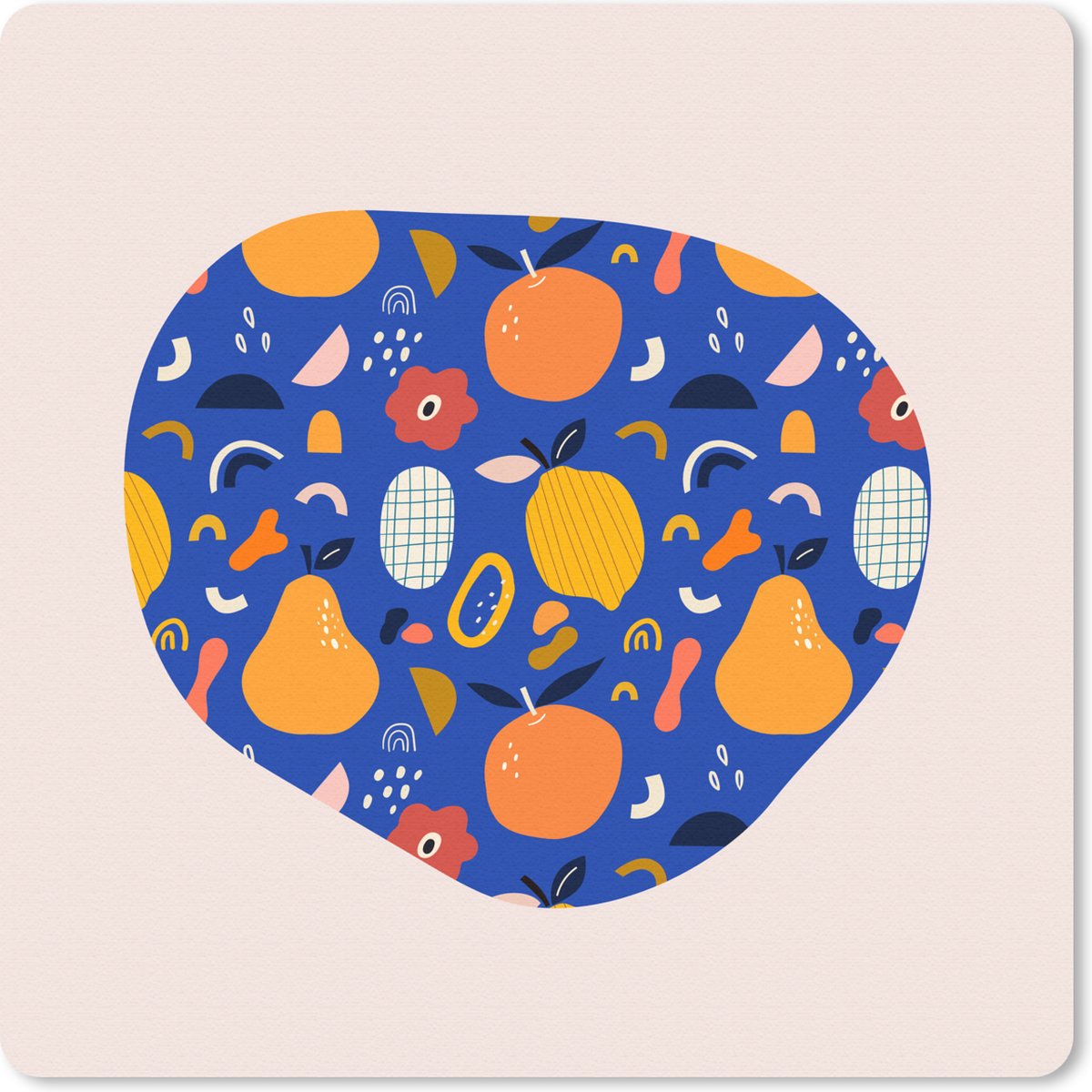 Muismat 20x20 cm - Mousepad Abstract - Fruit - Eten - Peer - Sinaasappel - Muismatten