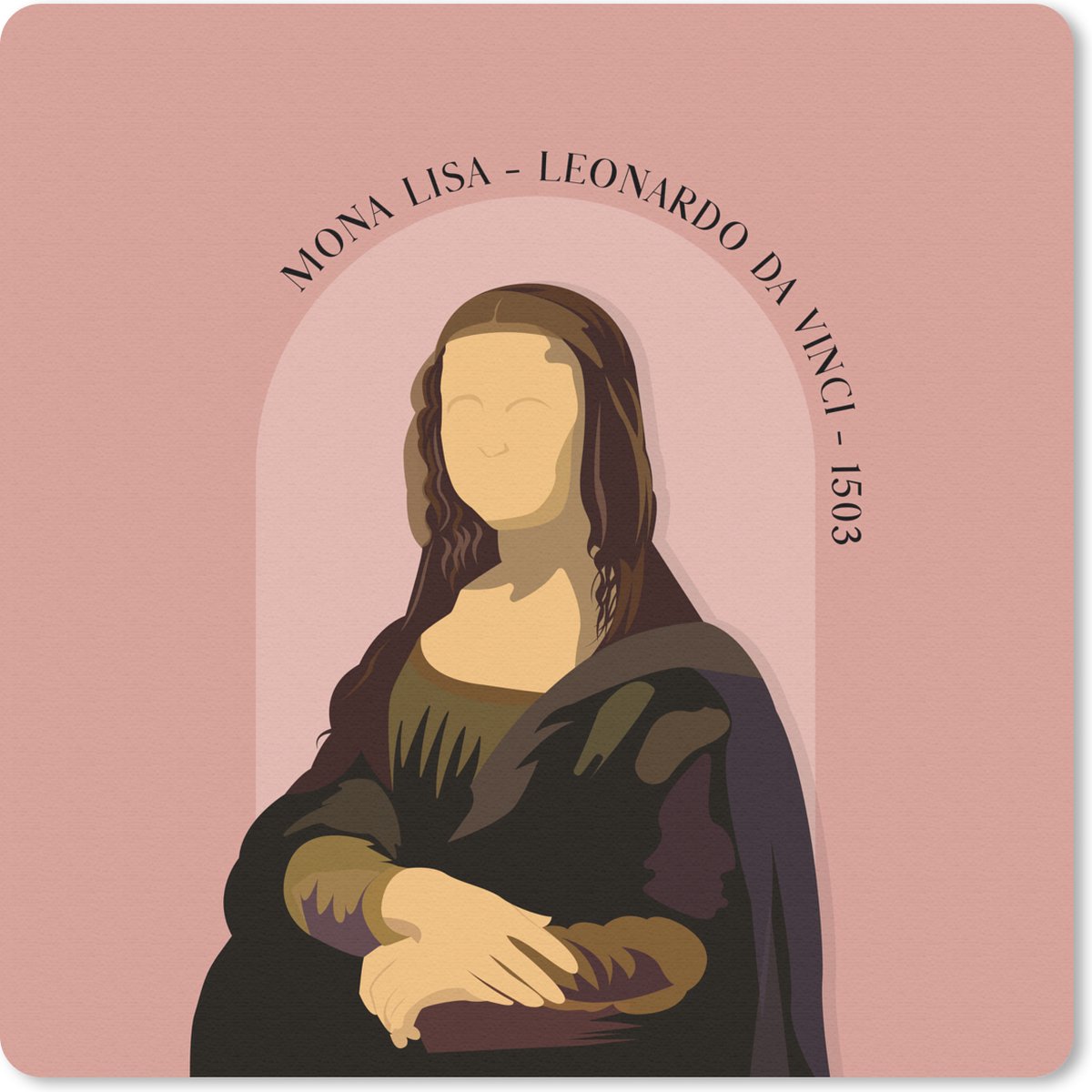 Muismat 20x20 cm - Mousepad Pastel - Mona Lisa - Roze - Oude meesters - Muismatten