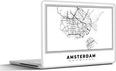 Sticker ordinateur portable - 14 pouces - Pays- Nederland - Amsterdam - Plan de la ville - Carte - Zwart Wit - Carte
