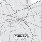 Muismat - Mousepad - België – Chimay – Stadskaart – Kaart – Zwart Wit – Plattegrond - 30x30 cm - Muismatten