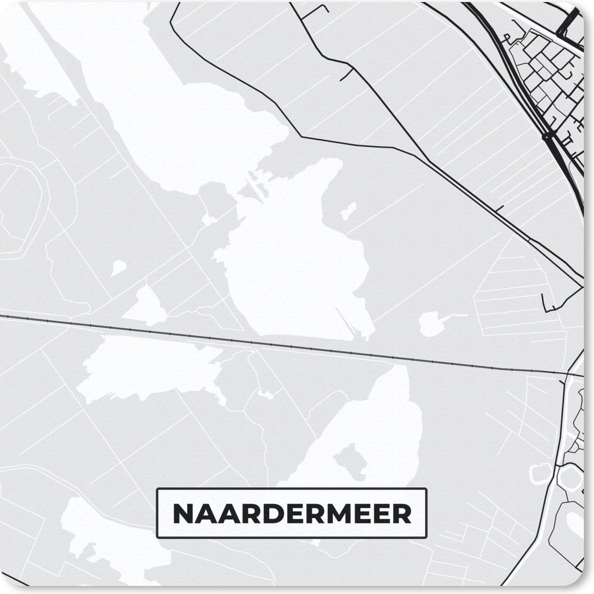 Muismat 20x20 cm - Mousepad Naardermeer - Kaart - Plattegrond - Stadskaart - Nederland - Muismatten - Stadskaart