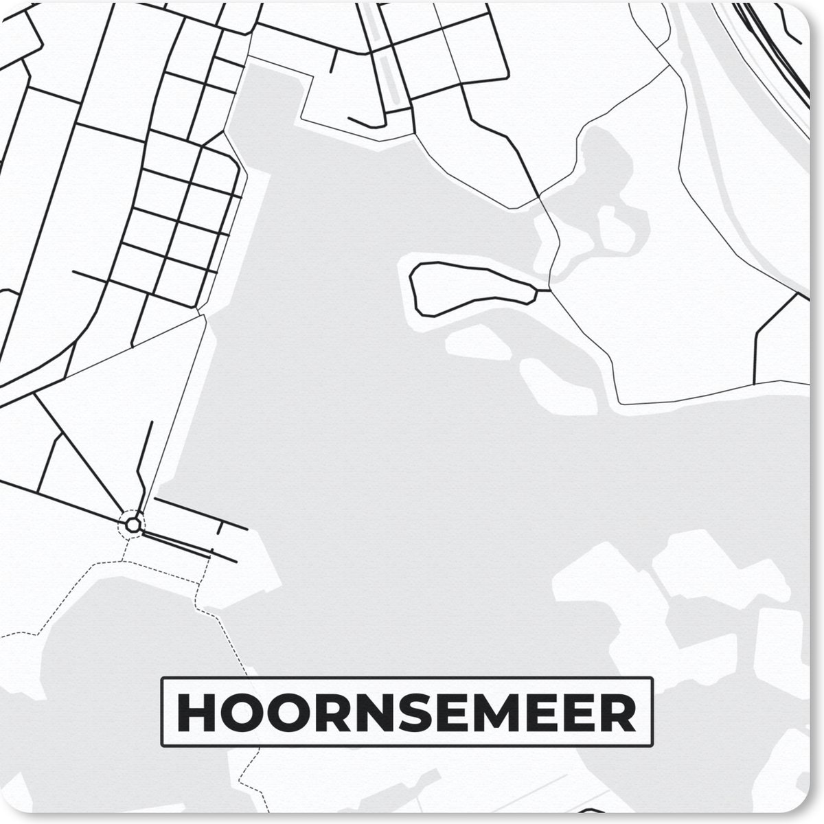 Muismat 30x30 cm - Mousepad Plattegrond - Stadskaart - Kaart - Hoornsemeer - Muismatten - Stadskaart