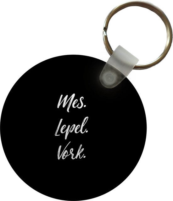 Sleutelhanger - Quotes - Koken - Spreuken - Mes. Lepel. Vork. - Bestek - Plastic - Rond - Uitdeelcadeautjes