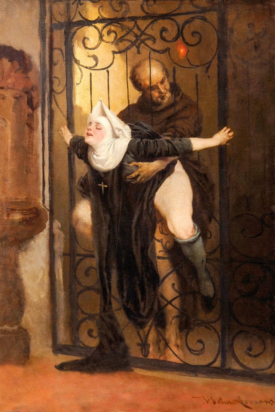 Banksy - Heinrich Lossow - Die Versündigung, The Sin (1880), De Zonde Canvas Print - 50x70cm