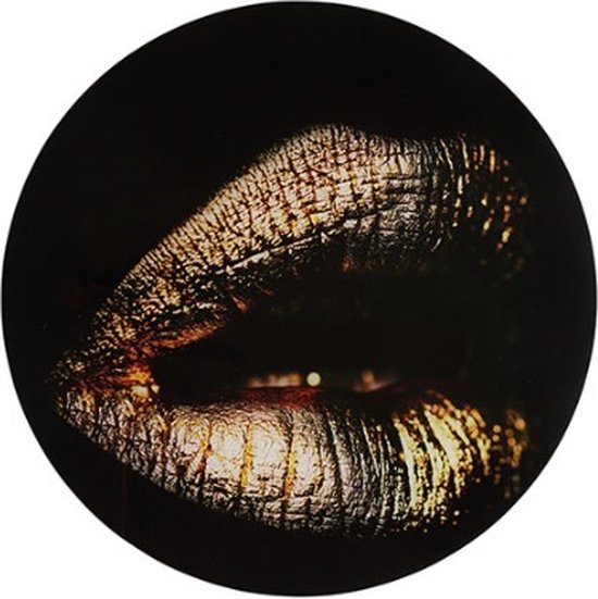 Dream-Living Wanddecoratie rond Amira gouden lippen S zwart/goud-0,4x50x50cm