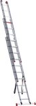 Lichtgewicht aluminium reformladder met rode doppen, uitgeschoven tot 6.65m.