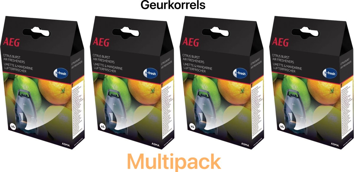 AEG - S-Fresh - Geurkorrels - Citrus Burst (citroen/limoen-geur) - Air Freshners - Geurparels - MULTIPACK - 16 Zakjes