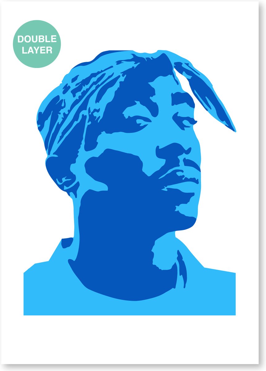 QBIX Tupac Shakur Sjabloon 2 lagen A3 Formaat Kunststof - Hoogte Tupac 31 cm