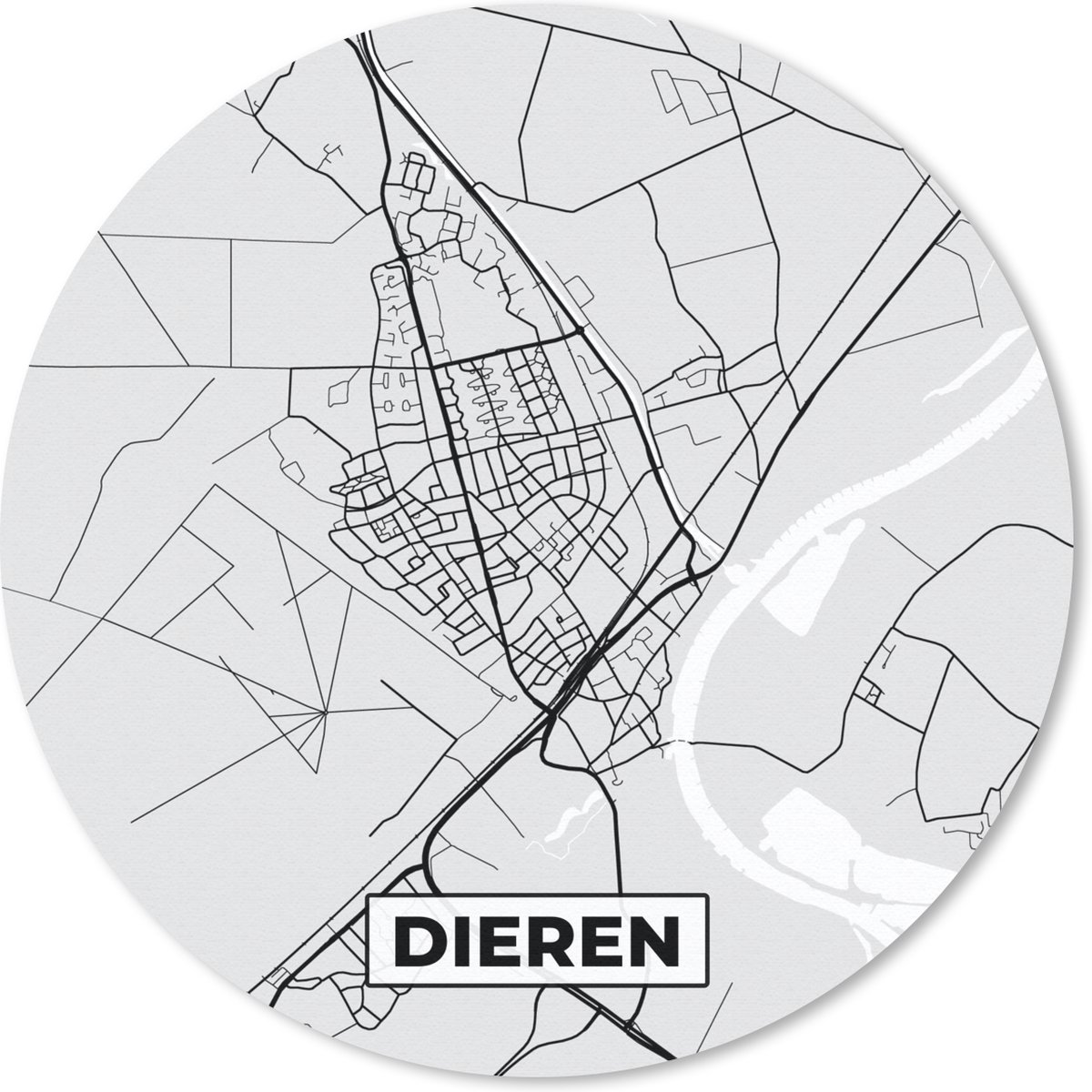 Muismat rond 20x20 cm - Mousepad Plattegrond - Dieren - Kaart - Stadskaart - Ronde muismatten - Stadskaart
