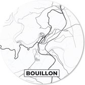 Muismat - Mousepad - Rond - België – Bouillon – Stadskaart – Kaart – Zwart Wit – Plattegrond - 30x30 cm - Ronde muismat