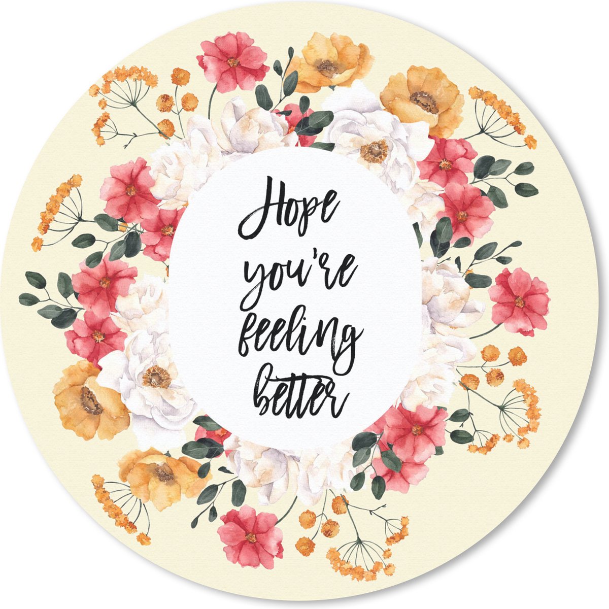 Muismat - Mousepad - Rond - Sterkte - Quotes - Plant - Hope - 40x40 cm - Ronde muismat