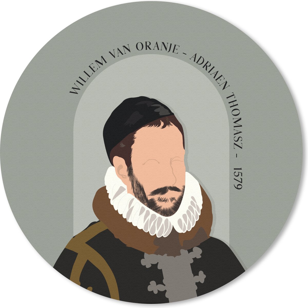 Muismat rond 30x30 cm - Mousepad Pastel - Willem van Oranje - Groen - Oude meesters - Ronde muismatten