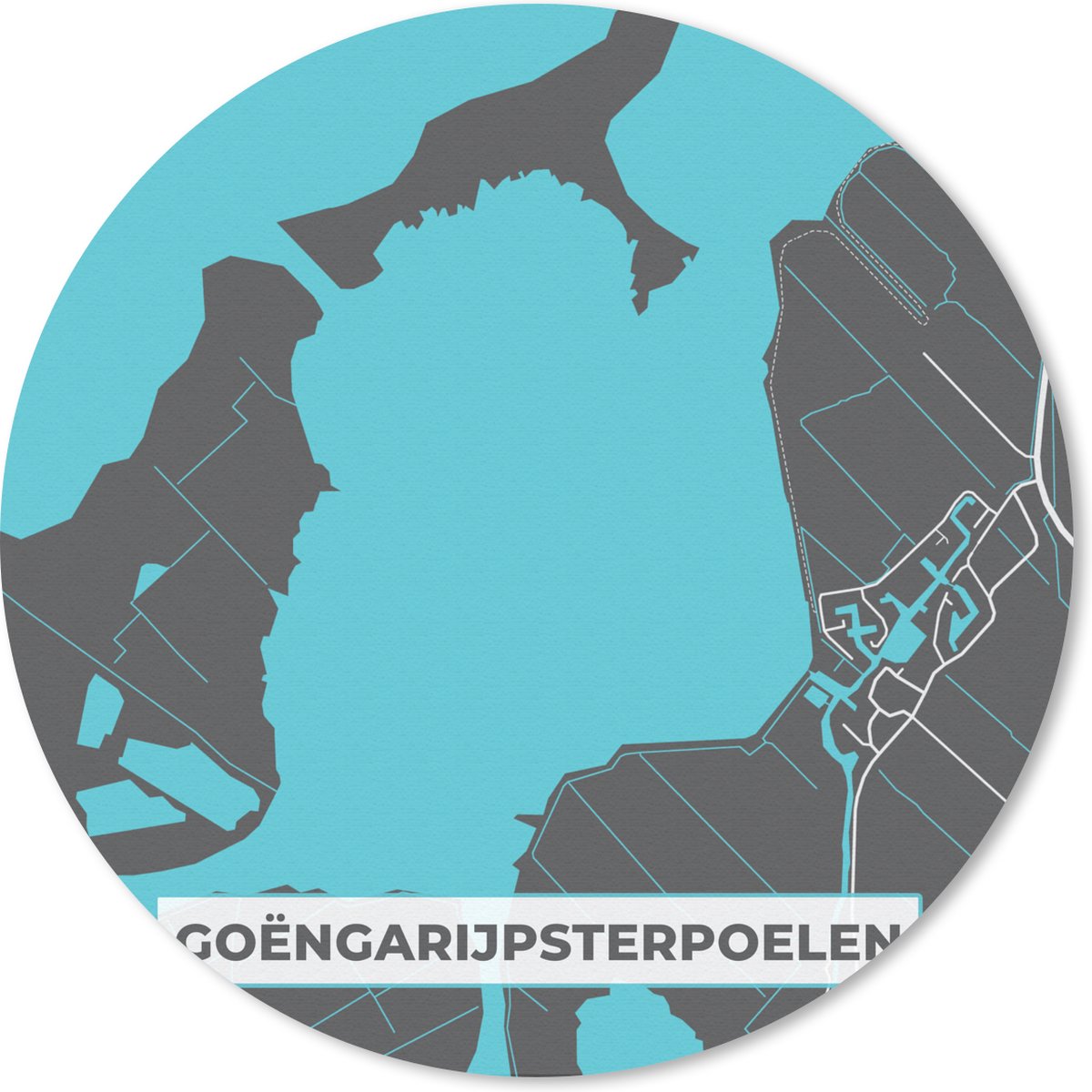 Muismat rond 50x50 cm - Mousepad Stadskaart - Goëngarijpsterpoelen - Water - Plattegrond - Kaart - Ronde muismatten - Stadskaart