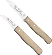 Couteau d'office Solingen Krom et droit - Bois - Acier inoxydable - Couteau de cuisine de grand-mère - 2 pièces
