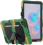 Hoesje Geschikt Voor Samsung Galaxy Tab S6 Lite Hoes P613 Extreme protectie Army Backcover hoesje - Camouflage Groen
