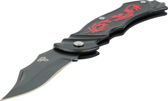 TECQX Dragon Zakmes - Opvouwbaar - Inklapbaar - Discreet - Survival Mes - Tactical knife - 18cm - Broekclip - Vlijmscherp - RVS - Zwart - Tecqx