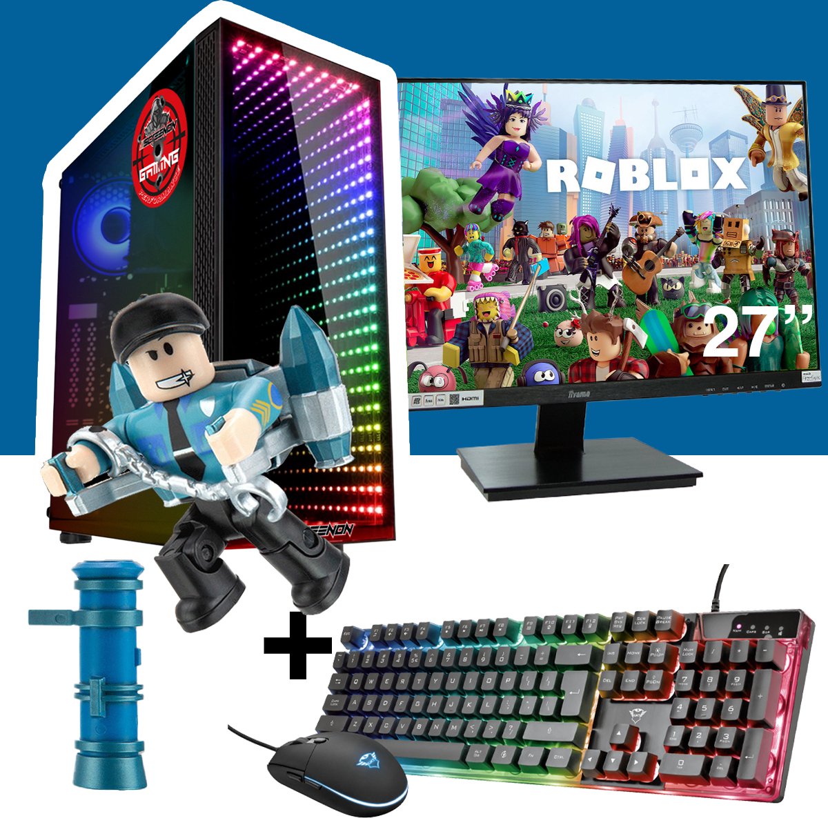 ScreenON - Gaming Set - Roblox Aerial Enforcer Hero - V2 (GamePC + 27 Inch Monitor + Toetsenbord + Muis)