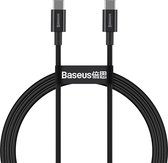 Baseus USB-C Snellader 100W - USB-C to USB-C 100W - USB-C Kabel - TYPE-C Kabel - Snellader USB-C - 1 Meter - Zwart