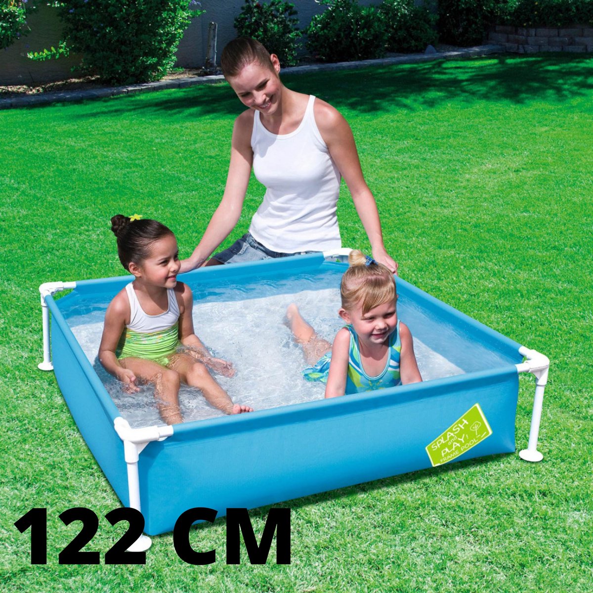 kinderzwembad - mini frame pool 122x122x30 blauw - kleuter zwembad vierkant kinderen - peuter zwembadje - kinder zwembad - Ook te gebruiken als kinder zandbak