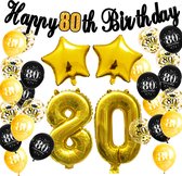 29-delig Goud / Zwart 80 jaar verjaardag versiering - 80 jaar verjaardag - 80 jaar - 80 jaar slingers - 80 jaar ballonnen - feestversiering - 80 jaar verjaardag man / vrouw - 80 jaar versiering