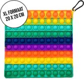 Pop it XXL | Vierkant - 20 x 20 cm - Fidget Toy | Groot Formaat | Rainbow Vierkant